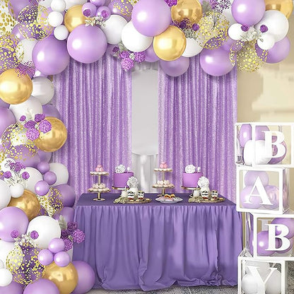 Lavender Sequin Backdrop Curtains, 2 Panels 2FTx8FT Lavender Curtain Backdrop - Image 6