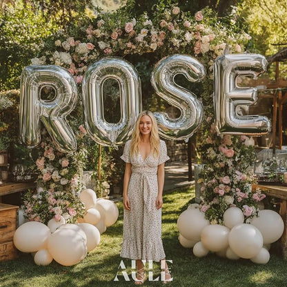AULE 40 Inch Silver R Balloon Letter Foil A-Z Birthday Big Alphabet | Birthday - Image 2