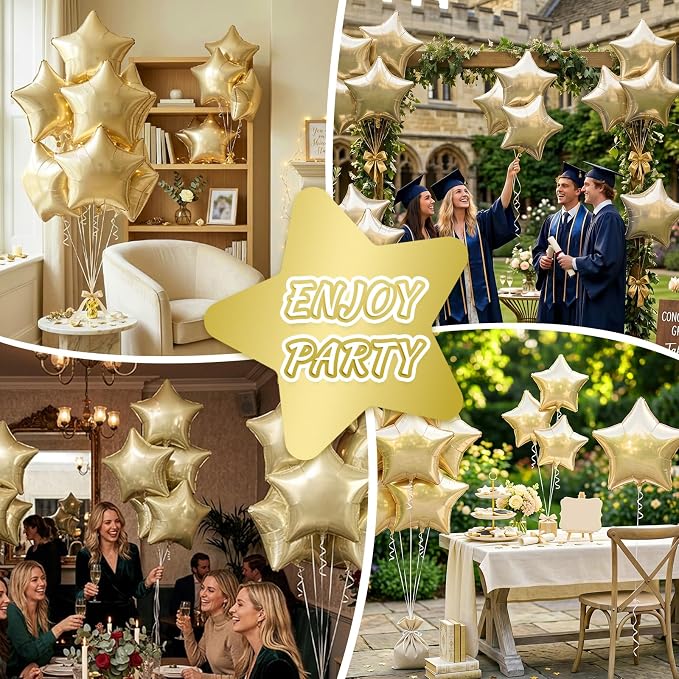 Gold Star Balloons, 18 Inches Light Gold Star Balloon - Image 6