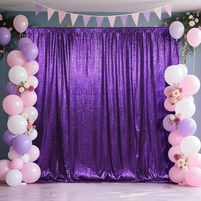 SquarePie 10x10ft Purple Sequin Backdrop, High Density Non-Transparent Glitter - Image 7