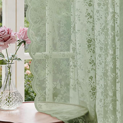 Anmao Vintage Lace Sheer Curtains 72 Inches Long by Anmao