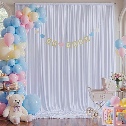 50ft×12ft Wrinkle Free White Backdrop Curtain - Image 8