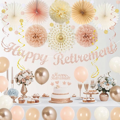 Vlipoeasn Champagne Gold Beige Retirement Decorations - Image 6