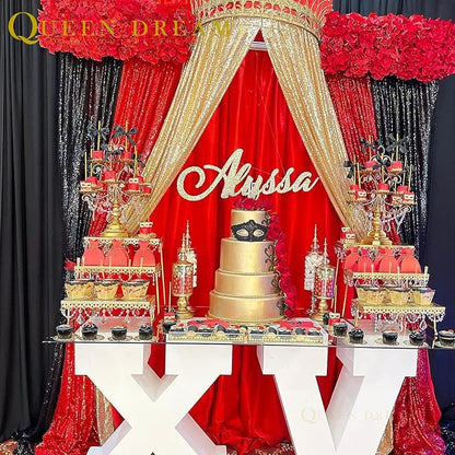 QueenDream Red Sequin Backdrop 2 Panels 2FTx8FT Christmas Party Backdrop | - Image 6