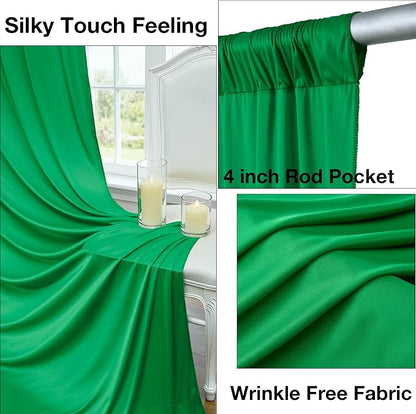 20ftx10ft Wrinkle Free Green Backdrop Curtains - Image 2