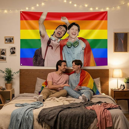Custom Rainbow Pride Flag with Picture, Personalized LGBTQ Flags with Face - Image 6