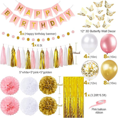 Pink and Gold Birthday Party Decorations - Image 3