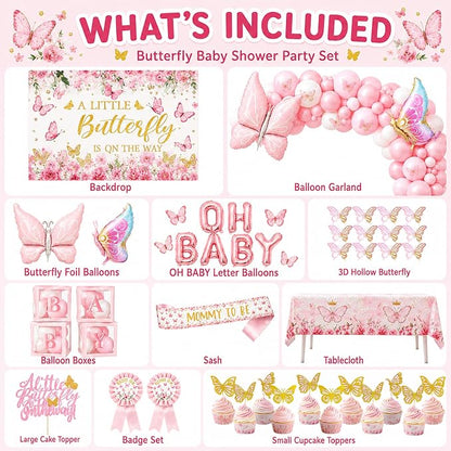 Pink Butterfly Baby Shower Decorations - Image 3