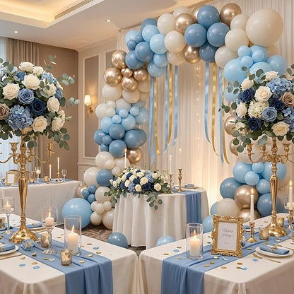 RUBFAC Dusty Blue and Gold Balloons - Image 5