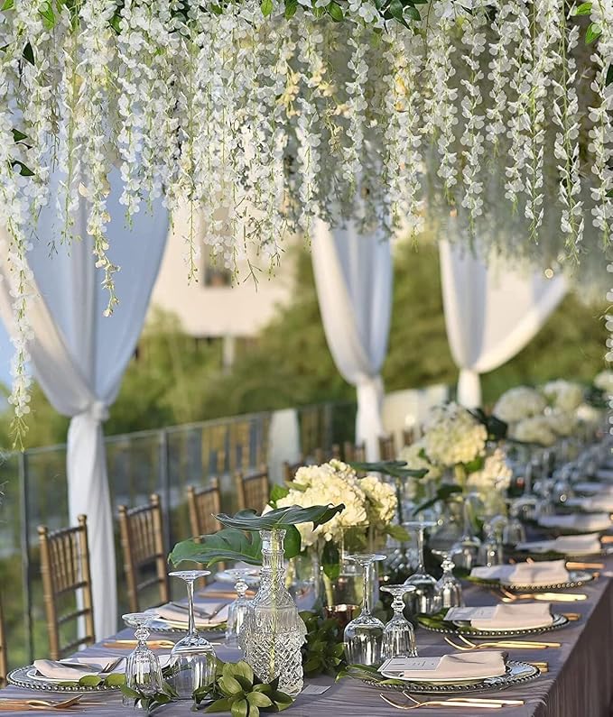 108Pcs Artificial Wisteria Flowers 3.6 Feet/Piece White Dense Artificial Fake - Image 2