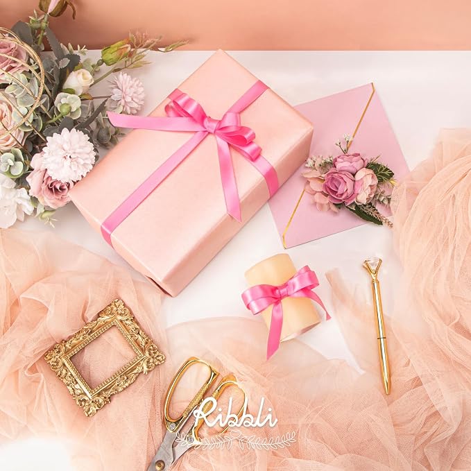 Ribbli Double Faced Hot Pink Satin Ribbon, 1/2” x Continuous 25 Yards, Use - Image 3
