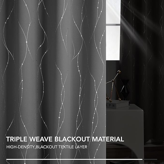 Deconovo Living Room Curtains 63 Inches Long, Thermal Insulated, Room Darkening - Image 3