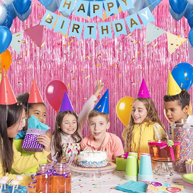 5 Pack 3.3 x 9.9 ft Pink Foil Fringe Curtains Streamers Party Decorations | - Image 4