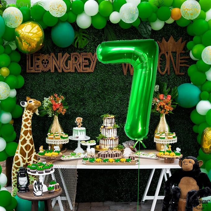 KatchOn Dark Green Number 7 Balloon 40 Inch, 7th Birthday Balloon | Happy - Image 4