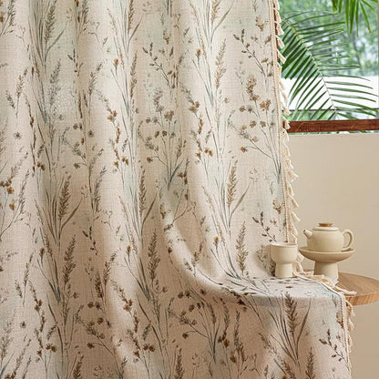 ENJOYBRIDAL Floral Curtains 96 Inches Long Boho Semi Sheer Drapes - Image 6