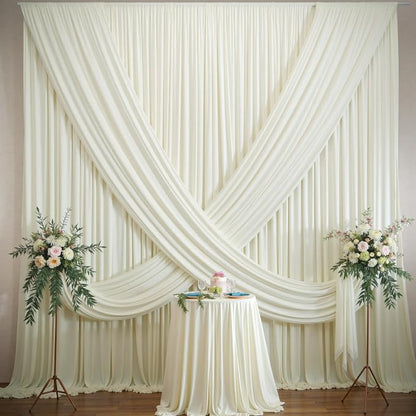 60×12ft Wrinkle Free Ivory Backdrop Curtain - Image 5