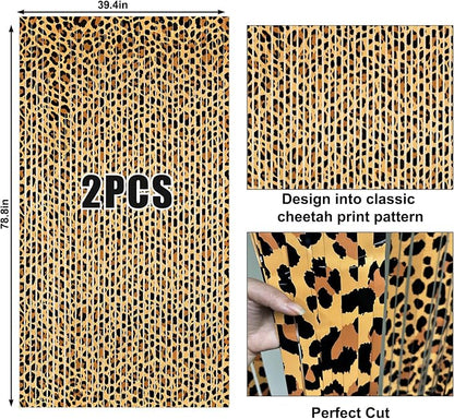 2 Packs Cheetah Prin Foil Fringe Curtain, Leopard Print Glitter Metallic Tinsel - Image 6