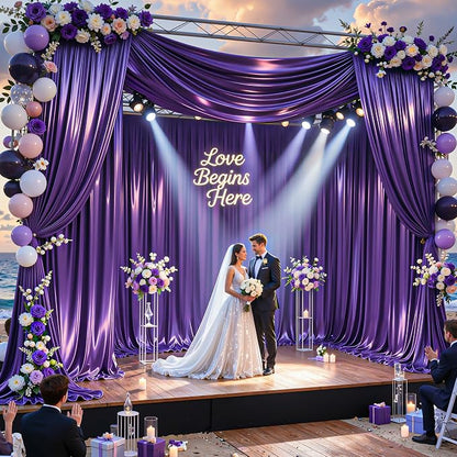 40x10ft Purple Glitter Backdrop Curtain - Image 2