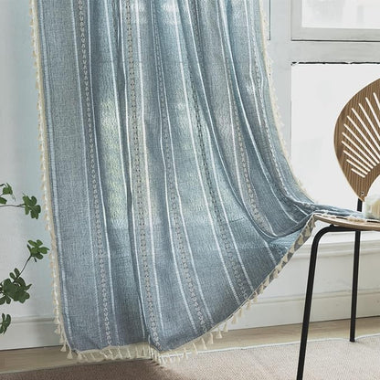 Sutuo Home Denim Blue Boho Curtains 84 Inches Long - Image 3