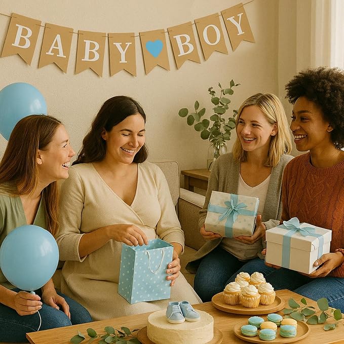 Baby Boy Banner for Party Decorations – It’s a Boy Sign, Rustic Garland - Image 4