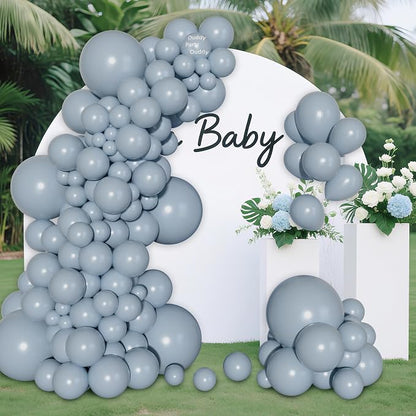 Ouddy Party 129Pcs Dusty Blue Balloons Different Sizes 18 12 10 5 Inch - Image 5