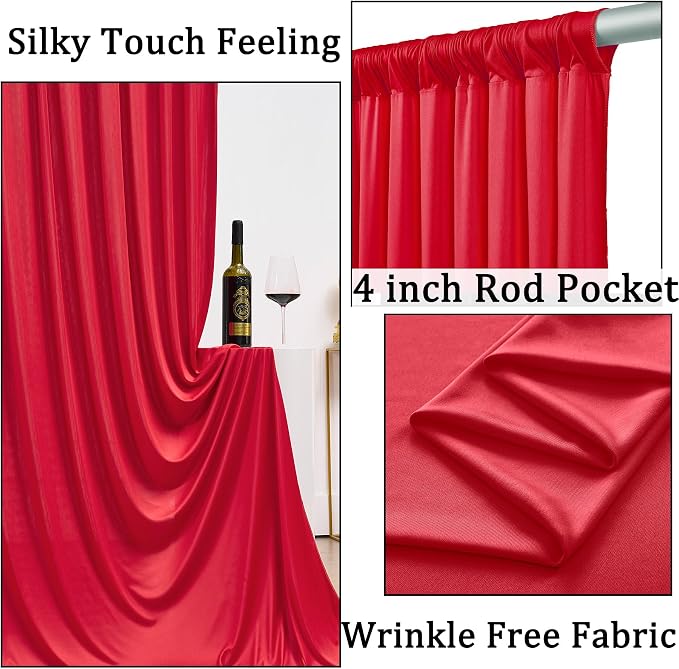 Wrinkle Free Red Backdrop Curtains - Image 2