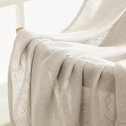 MIULEE Cream Linen Curtains 52x84 Inch 2 Panels - Image 6