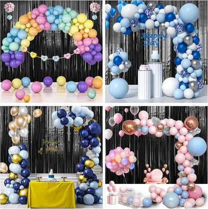 TenLaitech 3 Pack 3.3 x 9.9 ft Black Foil Fringe Backdrop Curtain, Streamer - Image 5