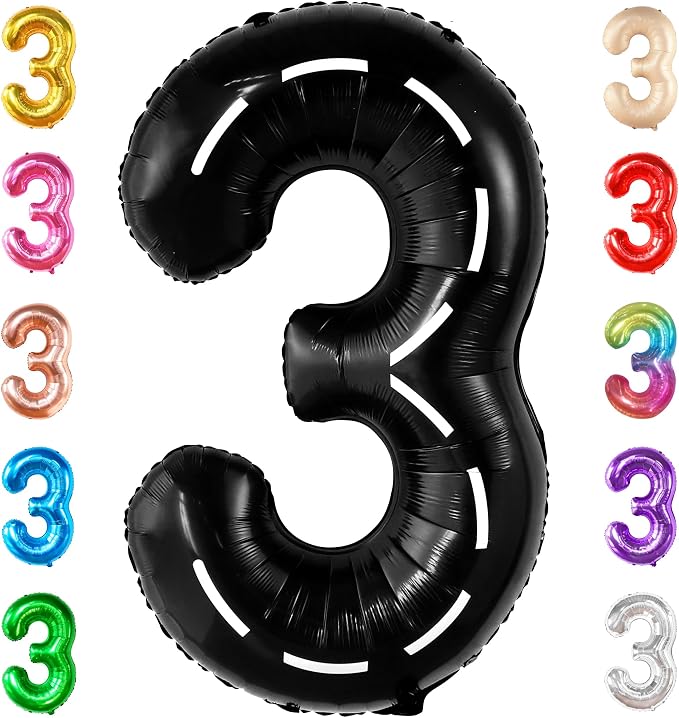 KatchOn Black Number 3 Balloon 40 Inch, 3rd Birthday Decorations by KatchOn