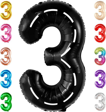 KatchOn Black Number 3 Balloon 40 Inch, 3rd Birthday Decorations by KatchOn