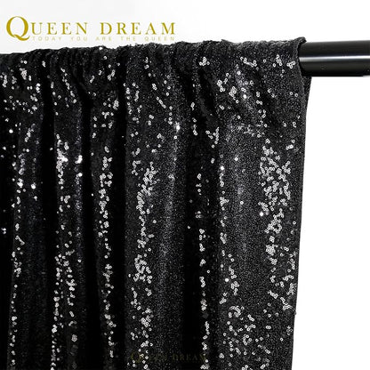 Black Sequin Backdrop 2 Panels 2FTx8FT Halloween Party Backdrop Curtains | - Image 6