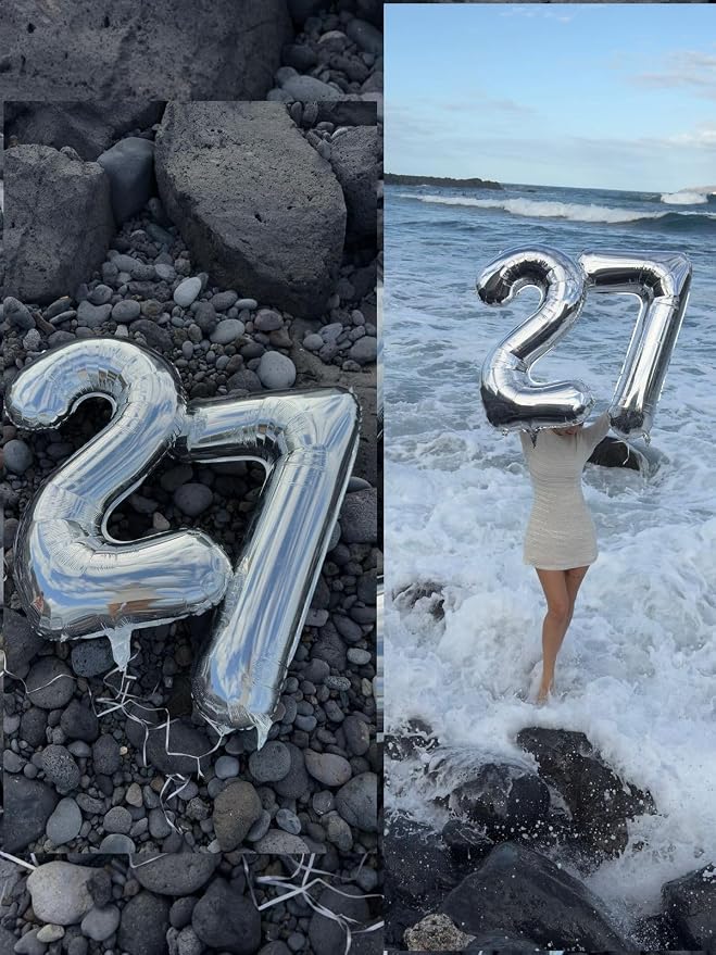 Large Number Balloons 40 Inch Silver 26 Balloon - Image 4