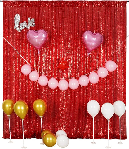 Poise3EHome Red Sequin Backdrop Curtain, 10Ft x 10Ft Red Glitter Photography - Image 9