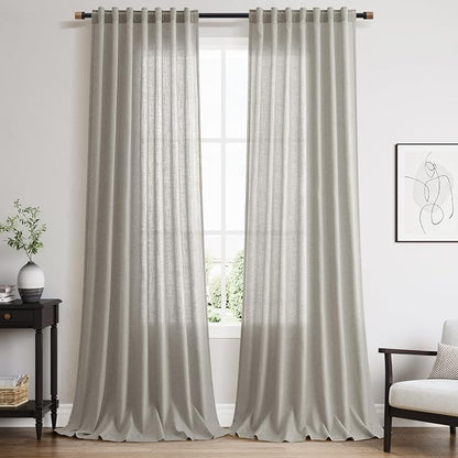 Silver Grey Linen Curtains 108 Inches by Nanspring