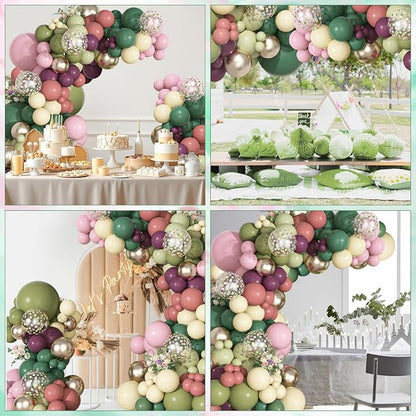 Ouddy Party Dusty Pink Green Balloons Garland Arch Kit 18 12 10 5 Inch | - Image 7