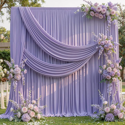30ft x 10ft Wrinkle Free Lavender Backdrop Curtains by ENJOYYOURPARTY