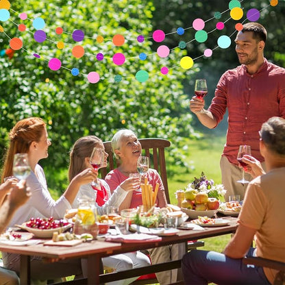 Outus 5 Pieces Colorful Circle Garland Banner Hanging Paper Dot Decorations - Image 7