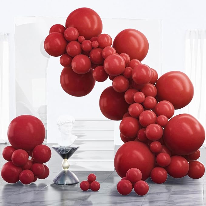 PartyWoo Burgundy Balloons 100pcs Dark Red Maroon Ruby Red Color | 18 12 10 5 by PartyWoo