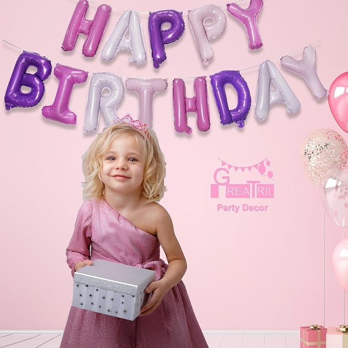 Purple Pink Happy Birthdays Balloons - Image 3