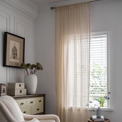 Sutuo Home Boho Curtains Crochet Lace Sheer Bohemian Stylish - Image 4