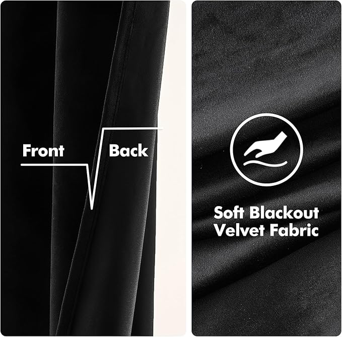 MIULEE Velvet Curtains Halloween Black 52 x 90 Inch Length Set of 2 | Grommet - Image 3