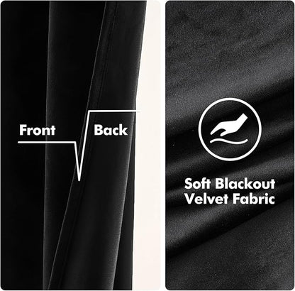 MIULEE Velvet Curtains Halloween Black 52 x 90 Inch Length Set of 2 | Grommet - Image 3