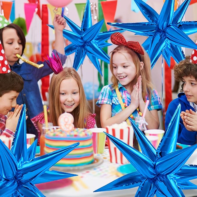 Blue Balloons Foil Star Ballons Explosion Mylar Baloons Large Spike Balloon - Image 3