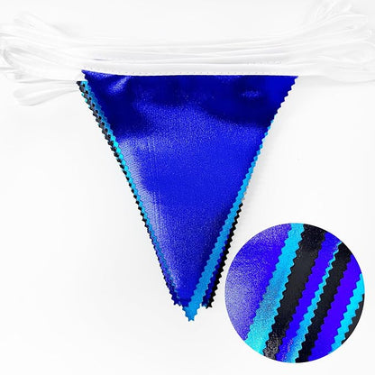 Black Blue Party Decorations Metallic Fabric Triangle Pennant Banner Flag - Image 3