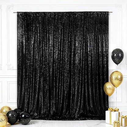Eternal Beauty Black 3mm Sequin Backdrop 8x8 Ft by EternalBeauty