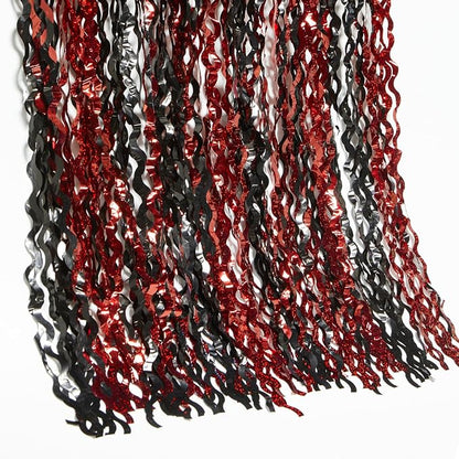 4 Pack Sparkle Red and Black Fringe Curtain - Image 4