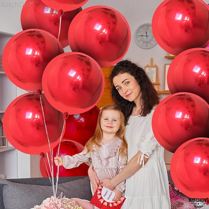 KatchOn, Huge Metallic Red Foil Balloons - Image 8