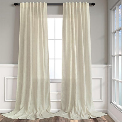 Birch Beige Linen Curtains 80 Inch Length by Pitalk