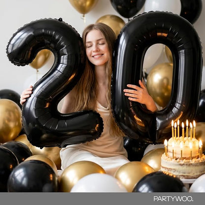 PartyWoo Number Balloons 40 Inch Black Number 0 Kit 25pcs - Image 8