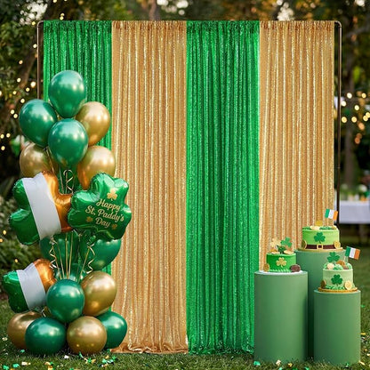 Green Sequin Backdrop Curtains-1 Panel 3FTx8FT Green Backdrop - Image 4
